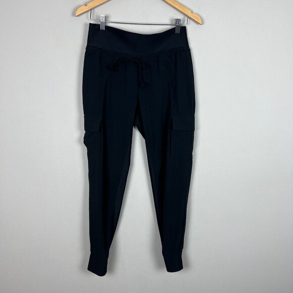 Athleta Sutton Jogger Cargo Pants Womens 2 Black Stretch‎ Drawstring Athleisure - Picture 1 of 14